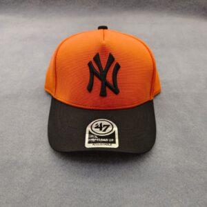 Men's NY Fashion 47Brand Hard Top Letter Duckbill Baseball Cap Orange/Black