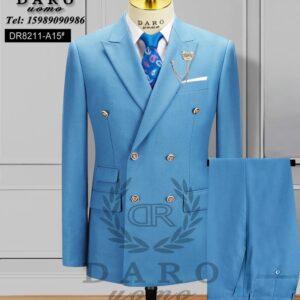 Daro Light Blue Double-Breasted Slim-Fit Suit