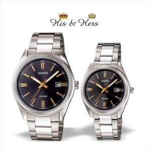 Casio His &amp; Hers Enticer Black Dial Bracelet Watch