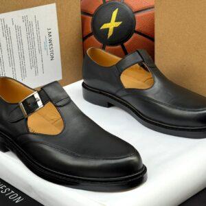 J.M. Weston Salomé Black Calfskin Sandals